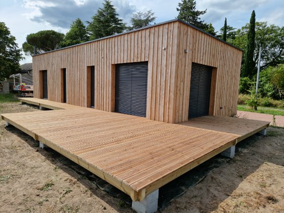 Construction Maison Ossature Bois avec terrasse